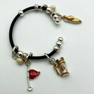 Silver and Black Golf Charm Bracelet 2/&20🎉